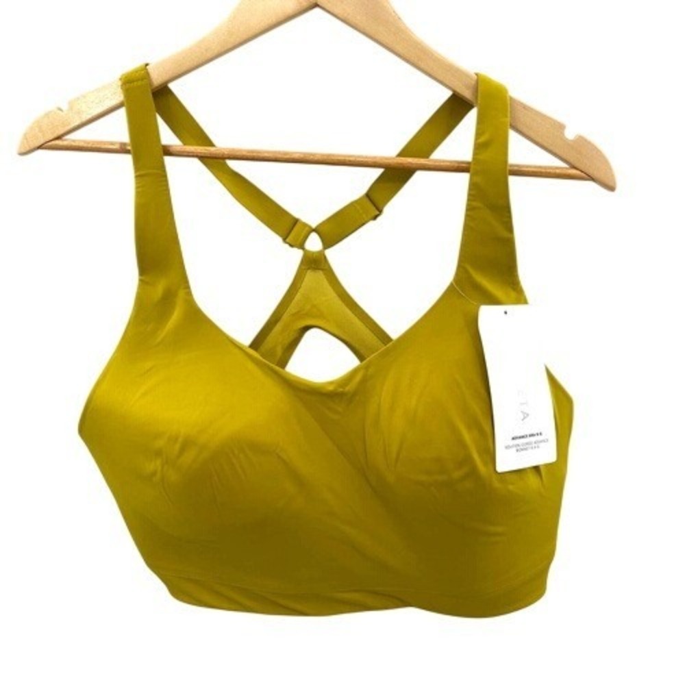 Athleta Advance Sports Bra B-G Women 40D Chartreuse Yellow Nylon Padded Cups NEW